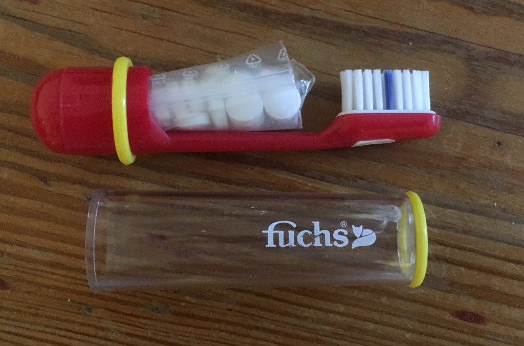 The Fuchs Clips Pocket, filled with 14 DentTabs (0.7 ounces)