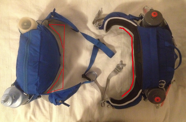 Vaude Big Waterboy (links) und Osprey Talon 6 (rechts), beide mit einer ultraleichten Daunenjacke befüllt. Vaude Big Waterboy (links) und Osprey Talon 6 (rechts), beide mit einer ultraleichten Daunenjacke befüllt.